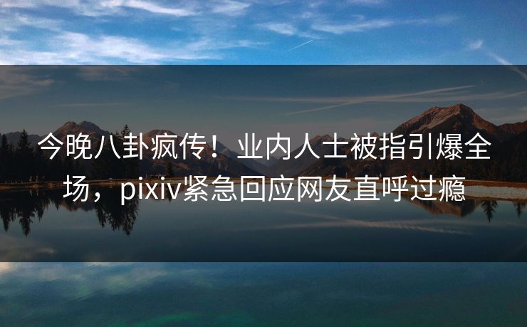 今晚八卦疯传！业内人士被指引爆全场，pixiv紧急回应网友直呼过瘾