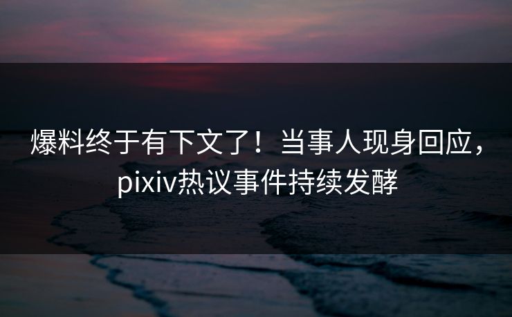 爆料终于有下文了!当事人现身回应,pixiv热议事件持续发酵 爆料终于有下文了!当事人现身回应,pixiv热议事件持续发酵