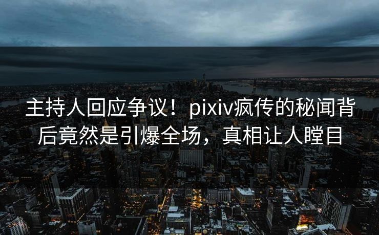 主持人回应争议！pixiv疯传的秘闻背后竟然是引爆全场，真相让人瞠目