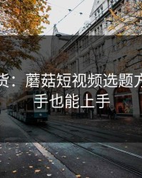 只讲干货：蘑菇短视频选题方法，新手也能上手
