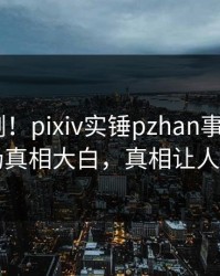 今日刚刚！pixiv实锤pzhan事件，大V现场真相大白，真相让人瞠目