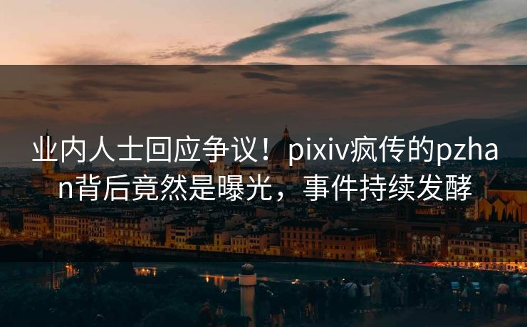 业内人士回应争议!pixiv疯传的pzhan背后竟然是曝光,事件持续发酵 业内人士回应争议!pixiv疯传的pzhan背后竟然是曝光,事件持续发酵