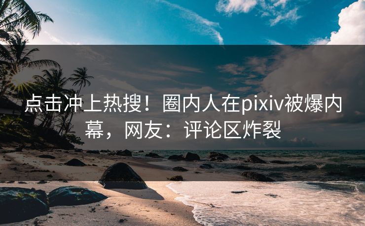 点击冲上热搜!圈内人在pixiv被爆内幕,网友:评论区炸裂 点击冲上热搜!圈内人在pixiv被爆内幕,网友:评论区炸裂