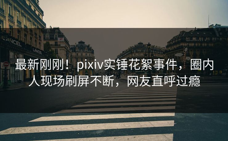 最新刚刚！pixiv实锤花絮事件，圈内人现场刷屏不断，网友直呼过瘾