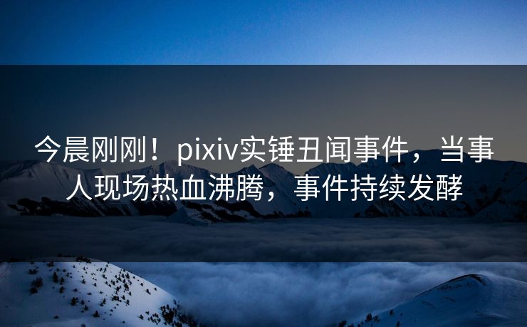 今晨刚刚！pixiv实锤丑闻事件，当事人现场热血沸腾，事件持续发酵