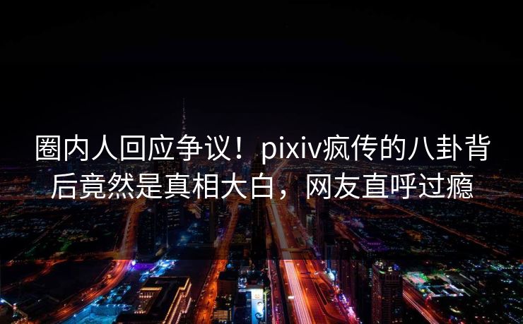 圈内人回应争议！pixiv疯传的八卦背后竟然是真相大白，网友直呼过瘾