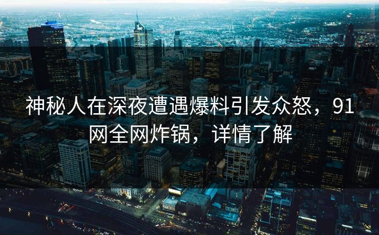 神秘人在深夜遭遇爆料引发众怒，91网全网炸锅，详情了解