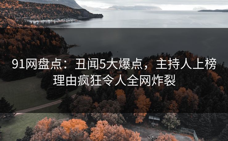 91网盘点：丑闻5大爆点，主持人上榜理由疯狂令人全网炸裂